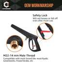 Pressure Washer Gun with Extension Wand & 5 Spray Nozzle Tips, M22-14mm & M22-15mm Fitting Replacement for Ryobi, Karcher, Powerstroke, Greenworks, Husky, Raptor Blast, Electric Power Washer