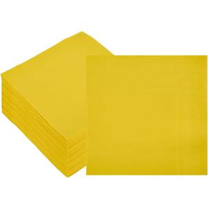 Ottin 100 Pcs Yellow Paper Dinner Napkins 6.5'' Disposable Luncheon Napkins for Birthday Wedding Party Everyday Used Engagement Retirement Bridal Shower
