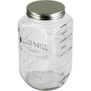 Grant Howard Mason Classics Glass Storage Jar, Metal Emboss Top, 64 Ounces, Food Storage Canning Container, Clear, Clear Lids,Silver, 52147