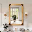 36"24" Rustic Wood Frame Mirror for Wall, Bathroom Wooden Vanity Mirror