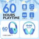 2 x JoySpark Kids Bluetooth Headphones, Lightweight Wireless Headphones for Kids, 85/94dB Volume Limited, 60 Hours Playtime, Bluetooth 5.3, Over-Ear Toddler Headsets with Built-in Mic-Blue