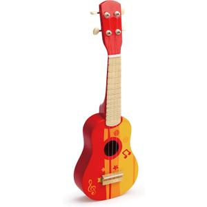 Hape Kid's Wooden Toy Ukulele, Red, L: 21.9, W: 8.1, H: 3 inch