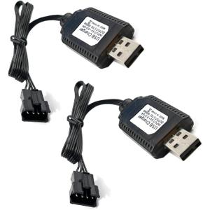 FainWan 2Pack 7.4V / 2 x 3.7V 400mA USB Charger Cable with SM-4P 4 pin Plug Compatible with Old Version UDI001 UDI008 UDI009 and HJ808 RC Boat Battery UDI001 USB 2