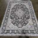 Washable Area Rug - 6x9 Bedroom Living Room Large Indoor Rugs Soft Oriental Vintage Rugs Non-Slip Backing Stain Resistant for Farmhouse Kitchen (6x9 Black/Ivory) (6' x 9')