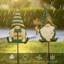 TERESA'S COLLECTIONS St. Patricks Decorations Outdoor for Home, 2Pcs Metal Gnome Decor Garden Stakes, Saint Patricks Yard Art Welcome Signs Gifts, Luck of The Irish Decor Yard Lawn Porch, 23" (Medium, Green)