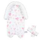 Baby Car Seat Head Support Cushion and Strap Cover for Girls - Infant Carseat Insert Support Soft Minky Newborn Headrest Seatbelt Covers for Car Seat, Stroller, Bouncer, Pink Love