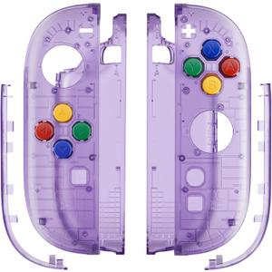 eXtremeRate DIY Replacement Shell Buttons for Joycon 2, Housing Faceplate Case + Decorative Strips + ABXY Direction Keys + Tool for Nintendo Switch 2 Controller - Essence Version - Clear Atomic Purple