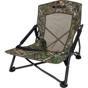 BOG Low Profile Turkey Ground Blind Chair with Rugged Construction, Aluminum Frame, Extended Seat Area, Quiet Setup, Breathable Textilene Fabric, and Carry Bag for Hunting, Shooting, and Outdoors