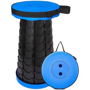 Collapsible Telescoping Portable Stool for Adults, Camping Stools, Upgraded Collapsible Folding Seats with Load Capacity 550lbs (Blue)