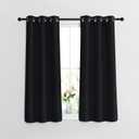 NICETOWN Black Out Curtains 48 inch Long 2 Panels Burg - Solid Thermal Insulated Grommet Light Reducing Curtains & Drapes for Living Room/Nursery (Black, W37 x L48, 2 Panels)