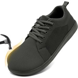 Steel Toe Shoes for Men Non Slip Work Sneakers Composite Toe Safety Tennis Industrial Construction Comfortable Shoes Wide Toe Box Walking (9.5 Wide, Dark Gray)