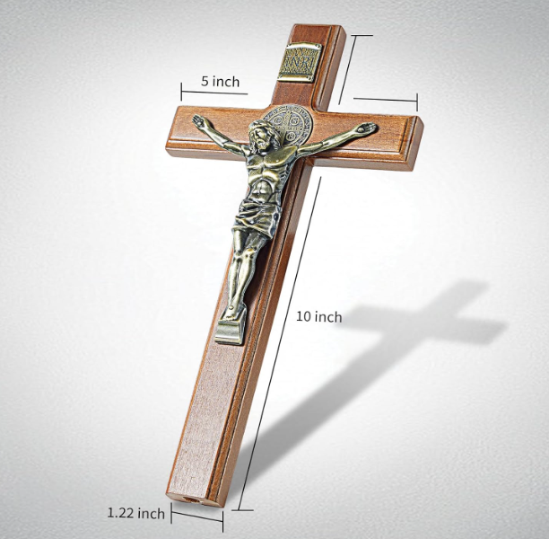 ACHIBANG 10" Crucifix Wall Cross with Jesus – Catholic Wooden Cross for Faith & Blessing, Wall or Home Decor