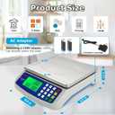 Large Digital Kitchen Scale 40kg/88lb Stainless Steel Price Computing Scale Counting Scale Deli Scale with LCD Display for Baking Bread Cooking Meat Prep Parts and Coins Adapter Included