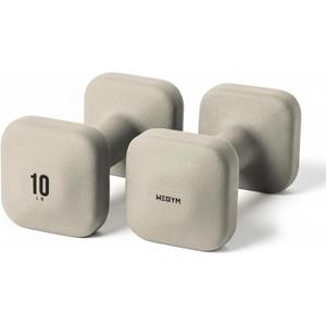 WeGym SafeGrip Square Dumbbells with Anti Slip Handles, Aesthetic Free Weights for Home Workouts, Stable Design Prevents Rolling during Floor Exercises Style: 10LB Pair