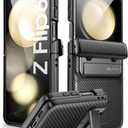 i-Blason for Samsung Galaxy Z Flip 7 FE Case, Z Flip 6/5 Case with Stand [Built-in Screen Protector] [Hinge Protection] Full-Body Rugged Shockproof Protective Phone Case for Z Flip 7 FE/6/5, Black