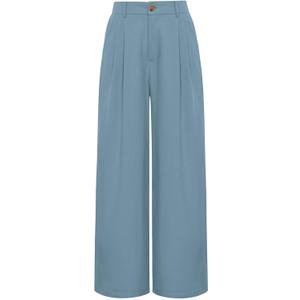 GRACE KARIN Women's Lounge Pants Wide Leg Trousers Lightweight High Waisted Loose Casual Work Elastic Pants with Pockets Blue Grey S