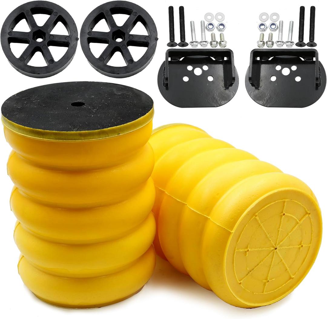 ASTROSYNC Rear Suspension Air Helper Spring Fit For Ford F-250 F-350 Super Duty 1999-2016, Rear Suspension Enhancement System Bump Stop Replace SSR-114-54 Left Right Pair Yellow