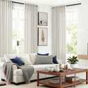 102 Inch Linen Curtains for Living Room Dining 2 Panels Grommet Bronze Light Filtering Farmhouse Large Window Drape Flax Burlap Cream Ivory Curtain 102 Inches Long for Sliding Glass Door Bedroom, 52"W x 102"L