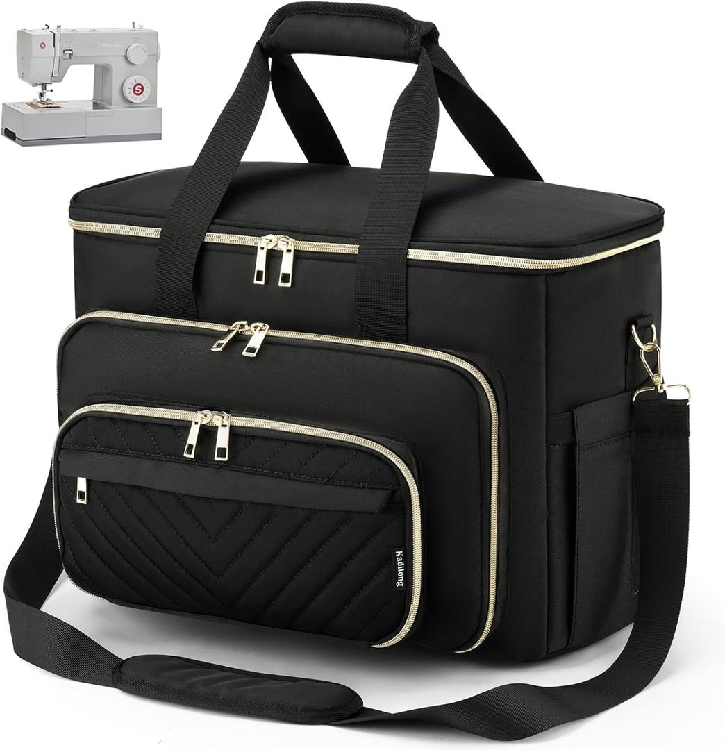 Sewing Machine Case with Multiple Storage Pockets & Removable Pad for Accessories, Universal Carrying Tote Sewing Machine Storage Bag Compatible with Most Standard Singer, Brother, Janome