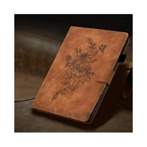 Case for Samsung Galaxy Tab A9+/A9 Plus 11 Inch 2024 2023 (SM-X210/X216/X218), PU Leather Cover Embossed Flower Multi-Angle Stand with Auto Wake/Sleep Case for Galaxy Tab 11 Inch, Brown