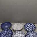 Selamica Porcelain Salad Pasta Bowls, Serving bowls, Microwave & Dishwasher Safe, Sturdy & Stackable - 26 Ounce, Set of 6, Vintage Blue