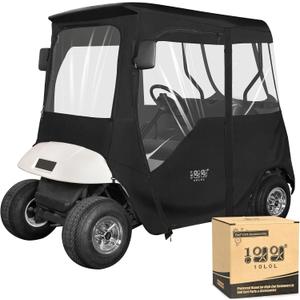 10L0L 2 Passenger Deluxe Golf Cart Driving Enclosure for EZGO TXT and RXV Model, 4-Sided Clear Window 600D Rain Cover All Weather Windproof Waterproof