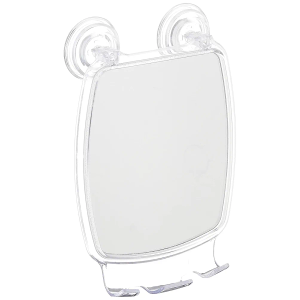 iDesign Plastic Power Lock Suction Shower Shaving Mirror with Razor Holder, Fog-Free Mirror for Bathroom or Tub, 6.25" x 8.5" x 2.5", Clear