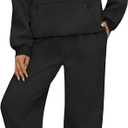 KANSOON Sweatsuits for Women Set 2 Piece Outfits Long Sleeve Hoodie Oversized Sweatshirt Jogger Pants Casual Tracksuit Sets (Black, M)