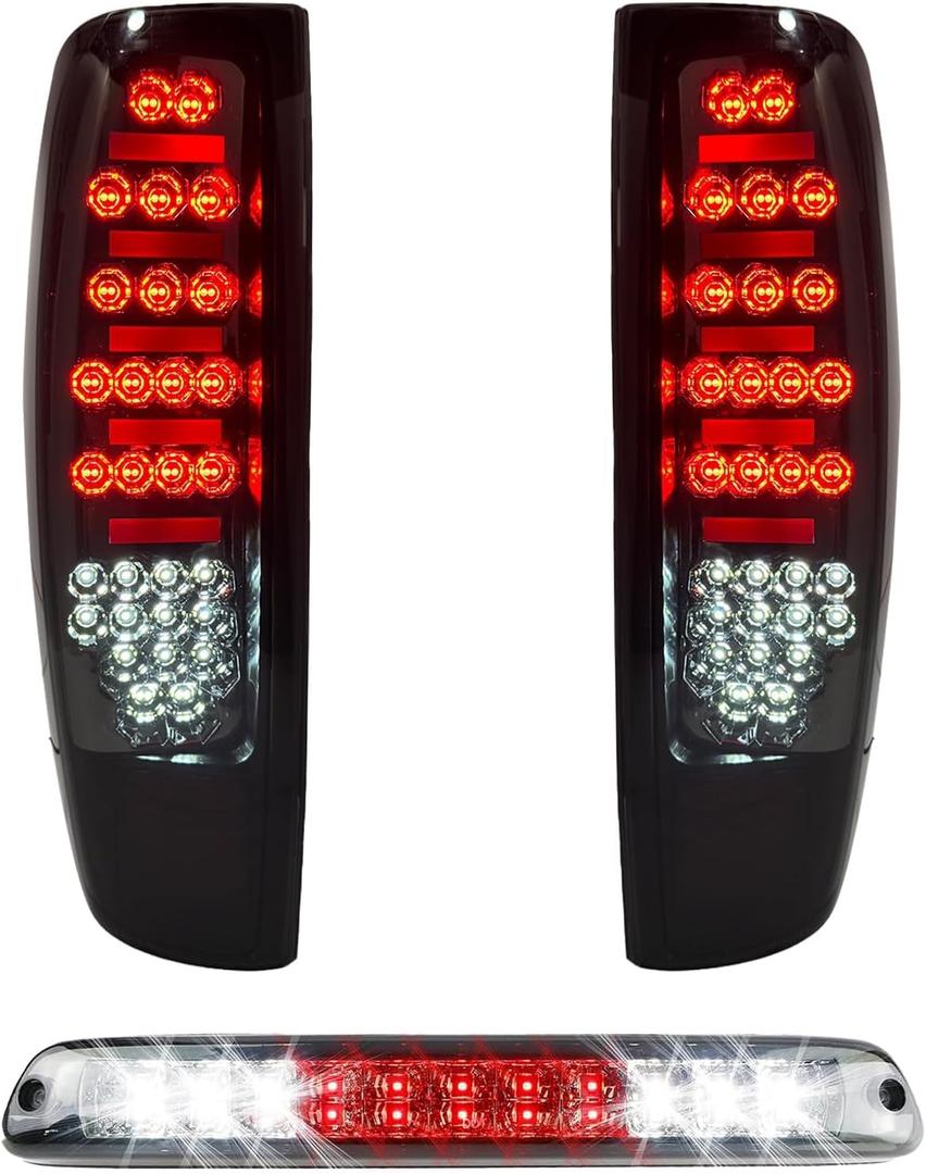 All-in-One LED Tail Light + 3rd Third Brake Cargo Lamp for Chevy Colorado(2004-2012), GMC Canyon(2004-2012).Upgraded Version Rear Taillight and High Mount Stop Light Assembly