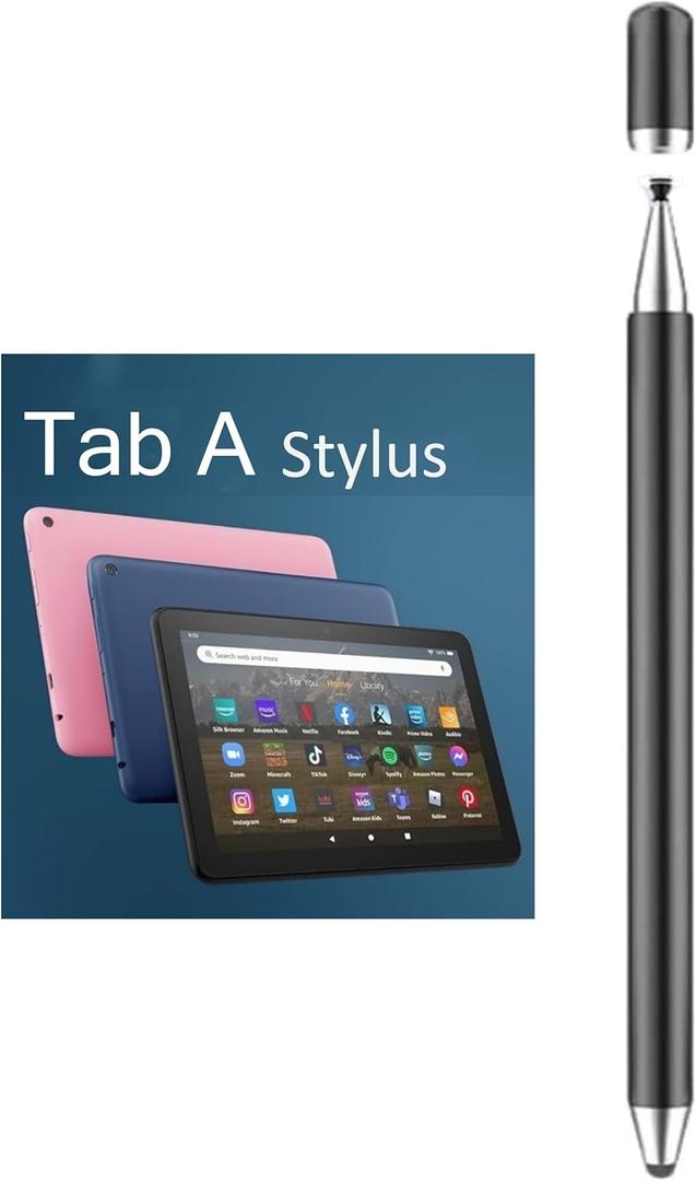 2-in-1 Stylus Pen for Samsung Galaxy Tab A11/A11+/A9+/A9/A8/A8 Plus/A7/A7 Lite, Stylus for iPad Pro/iPhone/Fire HD/Surface Tables All Touch Devices (Black)