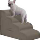 Mesa Lemon Dog Steps for Small Dogs, 4-Step Pet Ramp Stairs for High Beds and Sofa, Non-Slip Pet Stairs for Small Dogs and Cats, Removable and Easy to Clean Cover, Light Brown