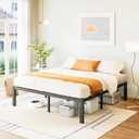 FSCHOS King-Bed-Frame, 16 Inch Metal Platform, Heavy Duty, Easy Assembly, Noise Free, Black