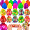 FLYSNK 18 Pack Plastic Easter Eggs Filled with Light Up Fidget Stress Balls, Glow in The Dark Egg Shape Squeeze Balls Sensory Toys Party Favors for Kids Teens Easter Egg Hunt Basket Stuffers Fillers