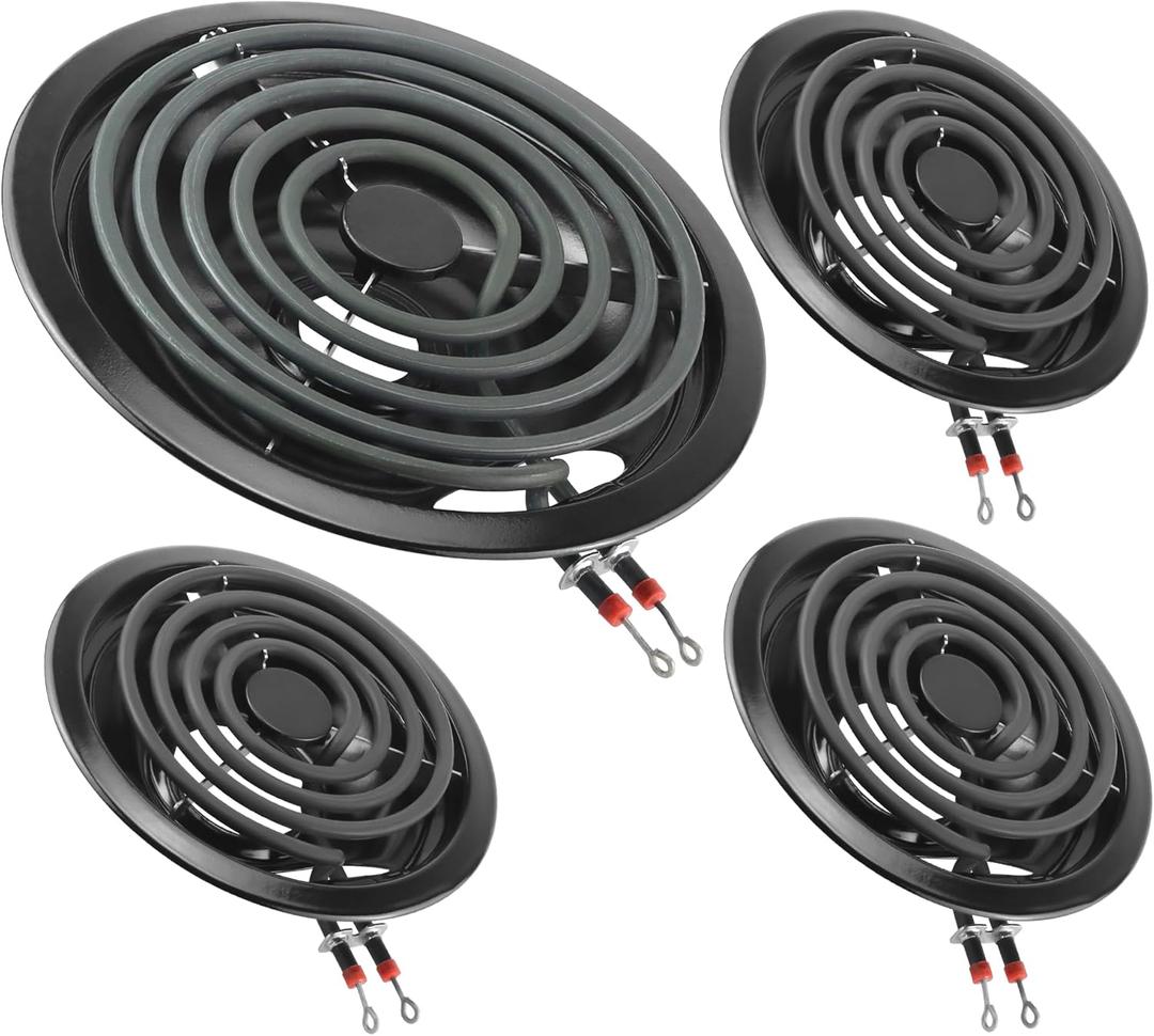 Black Electric Stove Burner Drip Pans WB31M19(8) WB31M20(6) and Electric Stove Burner Replacement MP15YA(6") MP21YA(8") for G-E Hot-point Ken-more Electric Range Stove by MIFLUS