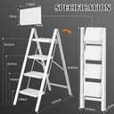 DIAMONDFORGE 4 Step Ladder, Folding Step Stool with Anti-Slip Wide Pedal, Anti-Slip Feet, Sturdiest Steel Construction, 330lbs Capacity Steel Ladder for Home and Office, White