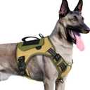 WINGOIN Tactical Dog Harness for Small Dogs, No Pull Harness with Handle 2 Pockets Poop Bag, Reflective Dog Vest, Military Service Heavy Duty Big Dog Harness for Walking Hiking Training (Khaki, S) (Khaqi&Green)