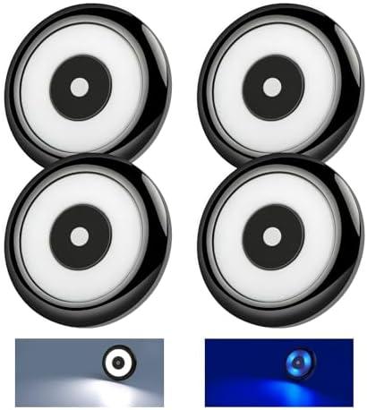 Acegoo RV LED Puck Light Camper Van 3” Overhead Ceiling Light, 12V Down Light for Motorhome Boat Truck Trailer Cars, Inbuilt Dimmer Switch & Blue Nightlight, CRI90+ (Black 5000K)