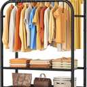 HOMIDEC Double Rods Clothes Rack Clothing Rack with 3 Tier Storage Shelves Clothes Rack for Hanging Clothes Multifunctional Clothes Organizer Bedroom,Wardrobe Closet,Shop,Black