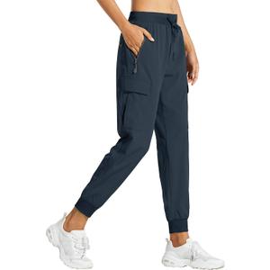 Libin Women's Cargo Joggers Lightweight Quick Dry Hiking Pants Athletic Lounge Casual Travel Petite/Regular/Tall (3X-Large, Navy)