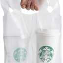 100 Pack Clear Plastic Bags 2 Cup Beverage Carrier Drink Holder up to 32oz Disposable for delivery take Out by Mujoiny