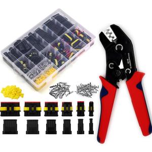800Pcs 50 Sets Waterproof Automotive Electrical Connectors Electrical Wire Connectors Plug Kit 1/2/3/4/5/6 Pin Waterproof Connectors with Ratchet Crimping Tool