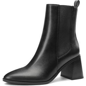 MIXIN Womens Chelsea Ankle Boots Fashion Tall Shaft Low Chunky Block Heel Pointed Toe Fall Winter Heeled Booties Shoes (7, Black)