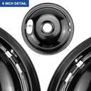 W10290350 W10290353 Porcelain Drip Pan Set & MP22YA Electric Range Burner Element Fit for W-hirlpool A-mana C-rosley Electric Range, 4 Pack Black Drip Pans & Stove Burners Replacement by Fetechmate