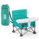 Bright Starts Pop 'N Sit Portable Booster, Indoor/Outdoor Use, Floor Seat with Feeding Tray, Teal, 6 Mos - 3 Yrs (1 Count (Pack of 1)