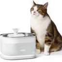 PETLIBRO Cat Water Fountain, Cat Fountain Indoor Stainless Steel Tray, 2.5L/84oz Wireless Pump Pet Water Fountain, Cat Water Dispenser with Two Flow Modes, Pet Fountain for Drinking Easy Clean (White)