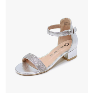 Vonair Girls Sandals Low Heels Ankle Strap Open Toe Dress Shoes Flower Girl Party Wedding Shoes for Girls, Size 3