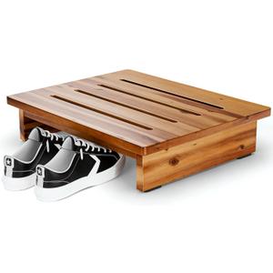 Holana 3.5in Height Wooden Step Stool for Adults (Fully Assembled) - 500 Lbs One Step Stools for High Bed Riser - Small Stepping Stool for Elderly, Seniors, Kid/Bathroom, Bed, Kitchen (Acacia Wood)