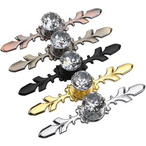 Drawer Dresser Knobs Pull Handles - Crystal Glass Diamond Decorative Knobs with Plate, Cabinet Cupboard Door Knobs with Screws for Kitchen Bathroom Office Decoration Pack of 6, Bronze (Large)