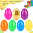 150PCS Easter Eggs Include 6 Surprise Golden Eggs, 3" Empty Fillable Colorful Bright Plastic Eggs Bulk for Easter Hunt, Easter Basket Stuffers Fillers Classroom Prize Party Favors