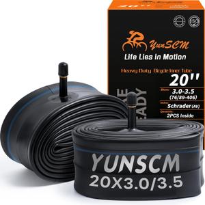 Heavy Duty 20x3.0 E-Bike Tubes 20 x 3 Premium Butyl Compatible with 20x 3.0-3.5 BMX, Road, City, Mountain, Electric Bicycle Fat Tire Tubes Schrader Valve 2-PCS